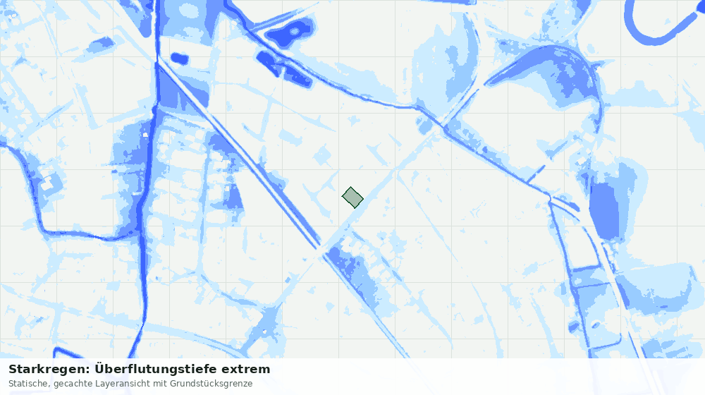 Statische Kartenansicht: Starkregen: Überflutungstiefe extrem