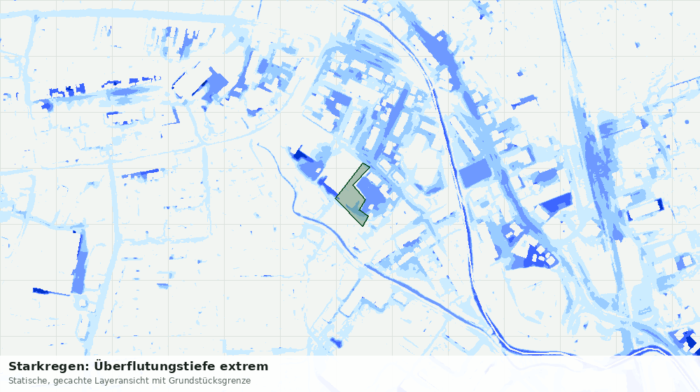 Statische Kartenansicht: Starkregen: Überflutungstiefe extrem