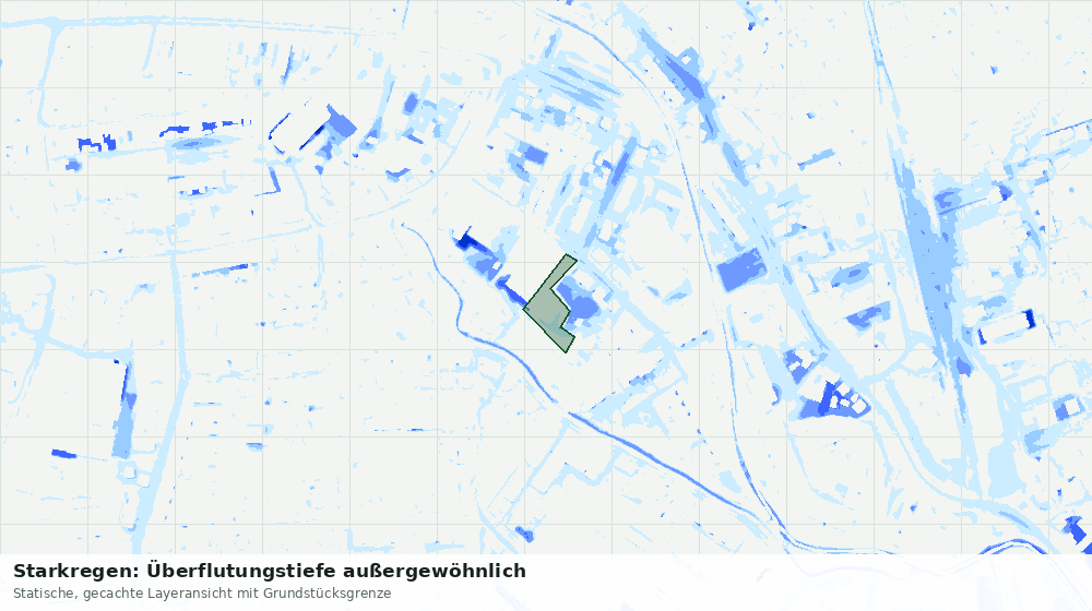 Statische Kartenansicht: Starkregen: Überflutungstiefe außergewöhnlich