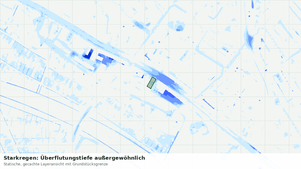 Statische Kartenansicht: Starkregen: Überflutungstiefe außergewöhnlich
