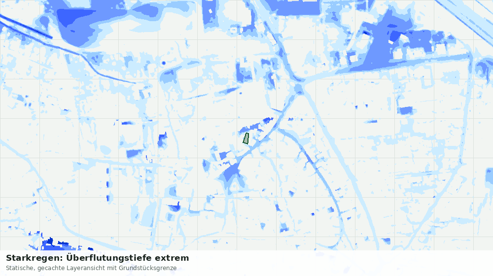 Statische Kartenansicht: Starkregen: Überflutungstiefe extrem