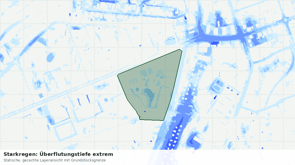 Statische Kartenansicht: Starkregen: Überflutungstiefe extrem