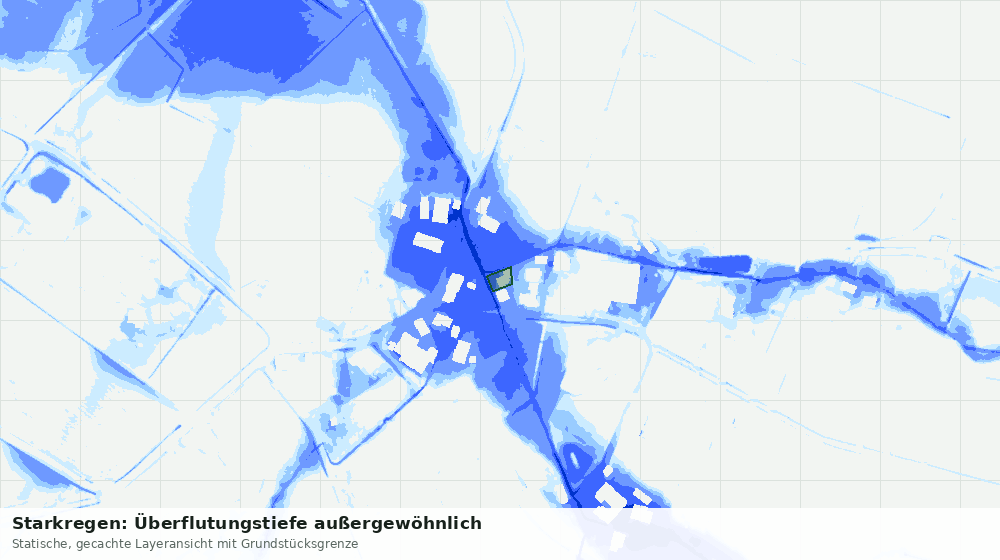 Statische Kartenansicht: Starkregen: Überflutungstiefe außergewöhnlich