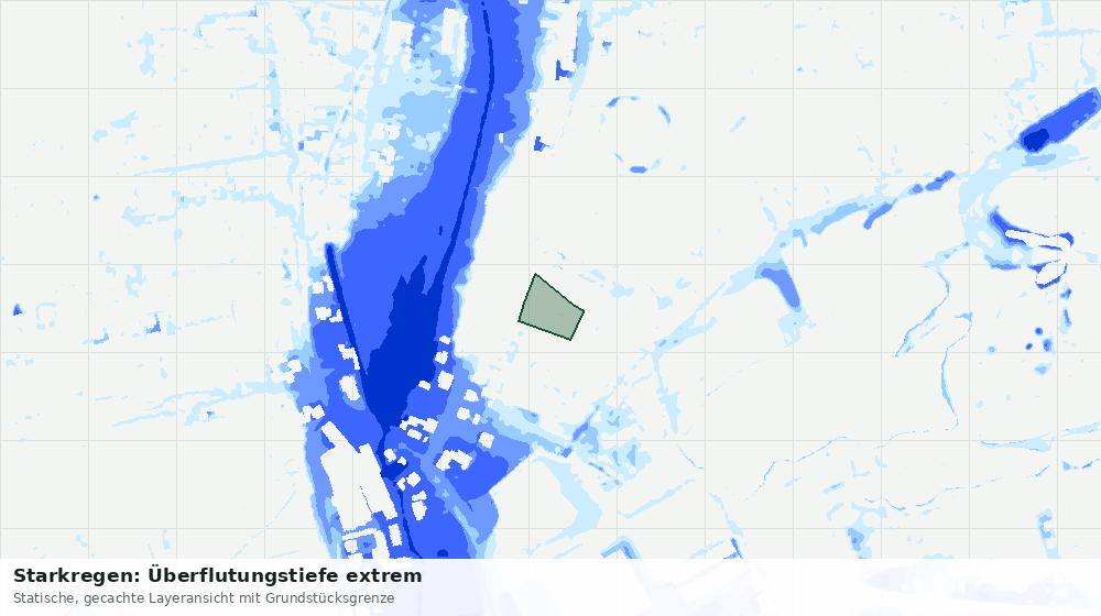 Statische Kartenansicht: Starkregen: Überflutungstiefe extrem