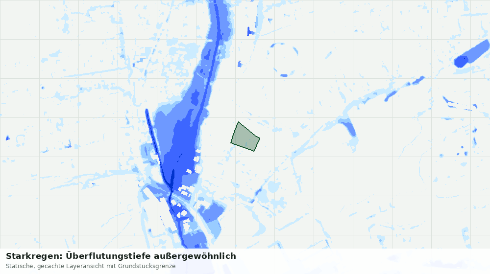 Statische Kartenansicht: Starkregen: Überflutungstiefe außergewöhnlich