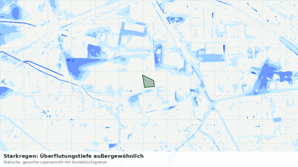 Statische Kartenansicht: Starkregen: Überflutungstiefe außergewöhnlich