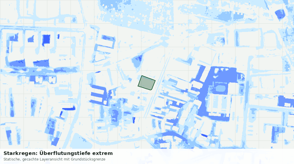 Statische Kartenansicht: Starkregen: Überflutungstiefe extrem