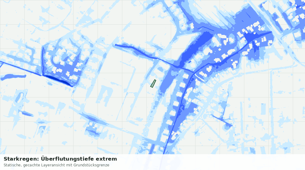 Statische Kartenansicht: Starkregen: Überflutungstiefe extrem