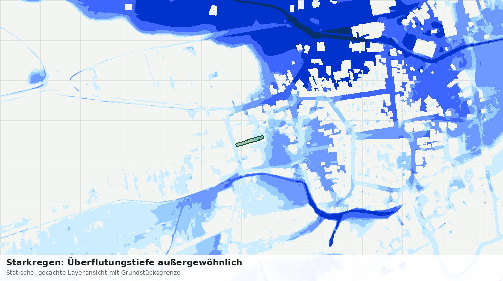 Statische Kartenansicht: Starkregen: Überflutungstiefe außergewöhnlich