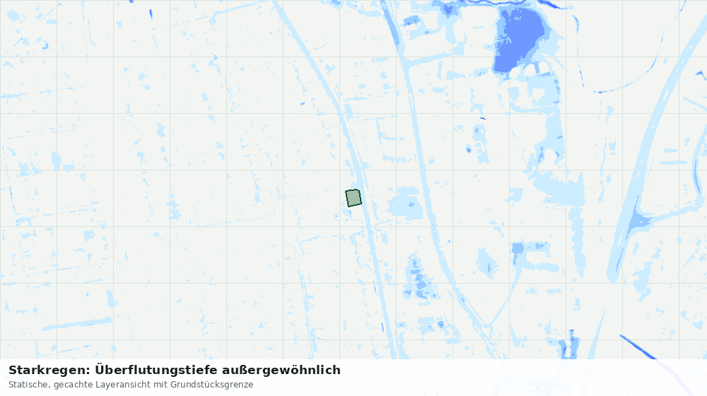 Statische Kartenansicht: Starkregen: Überflutungstiefe außergewöhnlich