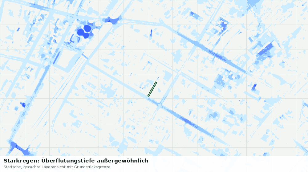 Statische Kartenansicht: Starkregen: Überflutungstiefe außergewöhnlich