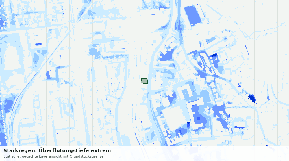 Statische Kartenansicht: Starkregen: Überflutungstiefe extrem