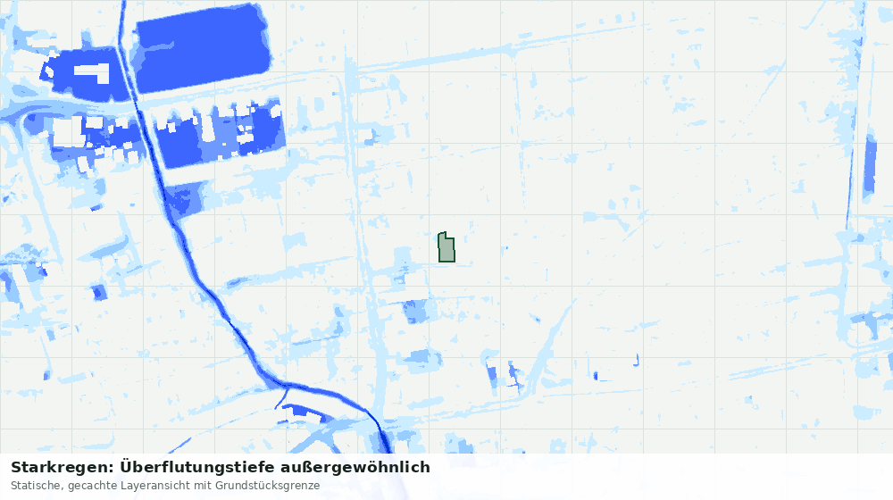 Statische Kartenansicht: Starkregen: Überflutungstiefe außergewöhnlich