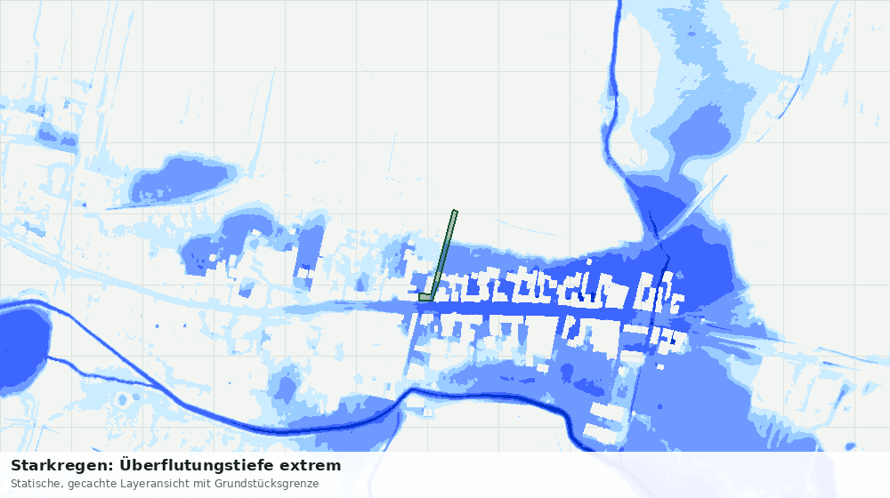 Statische Kartenansicht: Starkregen: Überflutungstiefe extrem