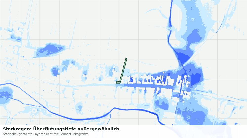 Statische Kartenansicht: Starkregen: Überflutungstiefe außergewöhnlich