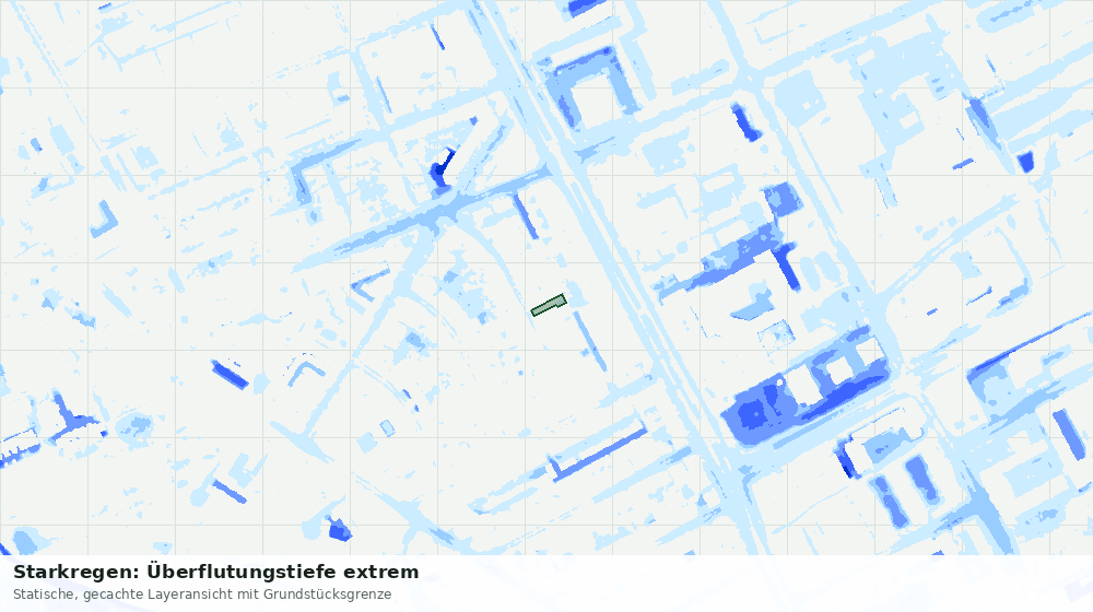 Statische Kartenansicht: Starkregen: Überflutungstiefe extrem
