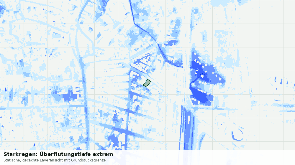 Statische Kartenansicht: Starkregen: Überflutungstiefe extrem