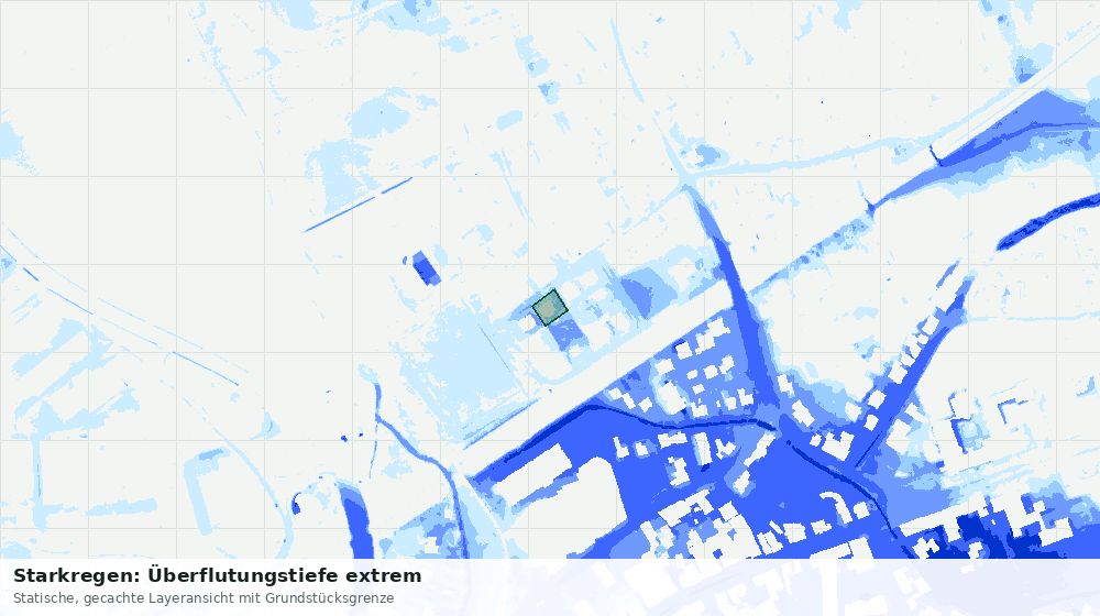 Statische Kartenansicht: Starkregen: Überflutungstiefe extrem