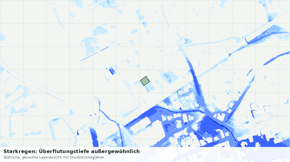 Statische Kartenansicht: Starkregen: Überflutungstiefe außergewöhnlich