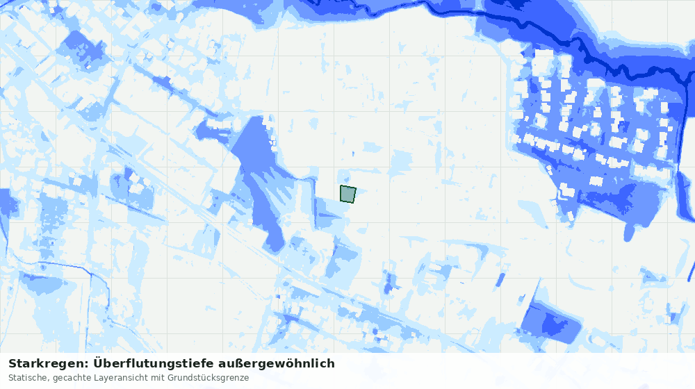 Statische Kartenansicht: Starkregen: Überflutungstiefe außergewöhnlich