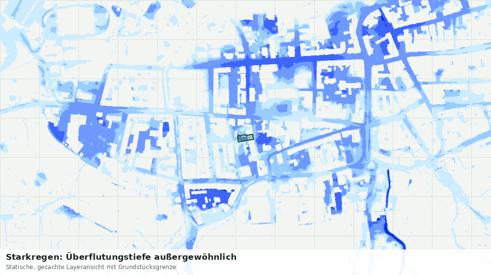 Statische Kartenansicht: Starkregen: Überflutungstiefe außergewöhnlich