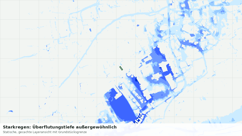 Statische Kartenansicht: Starkregen: Überflutungstiefe außergewöhnlich