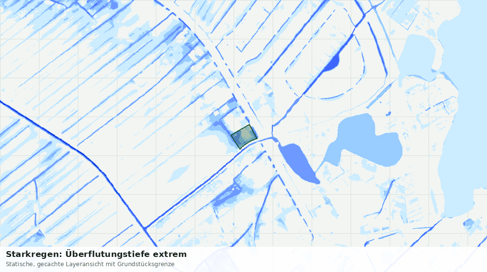 Statische Kartenansicht: Starkregen: Überflutungstiefe extrem