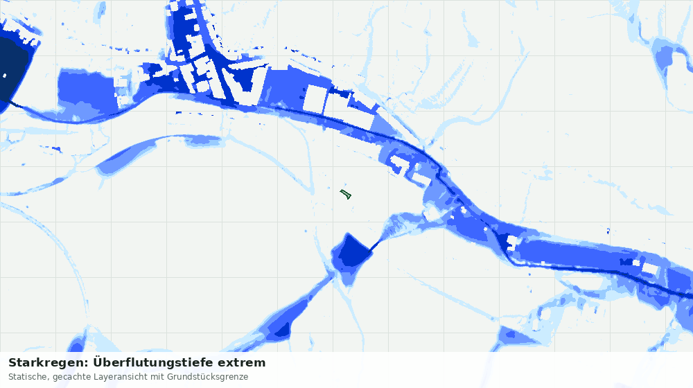 Statische Kartenansicht: Starkregen: Überflutungstiefe extrem