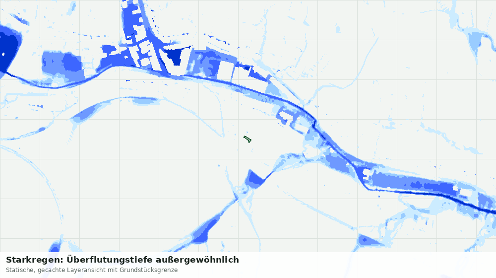 Statische Kartenansicht: Starkregen: Überflutungstiefe außergewöhnlich
