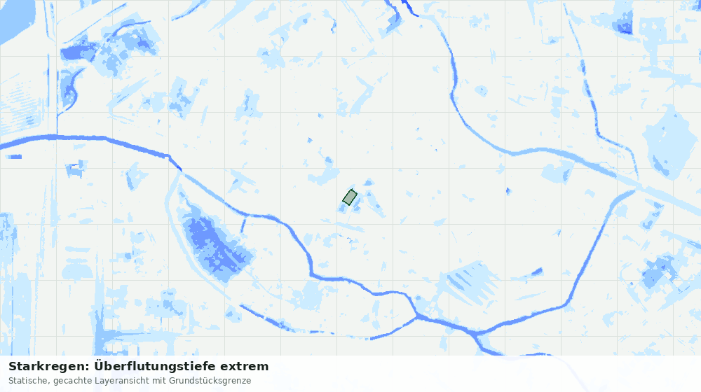 Statische Kartenansicht: Starkregen: Überflutungstiefe extrem