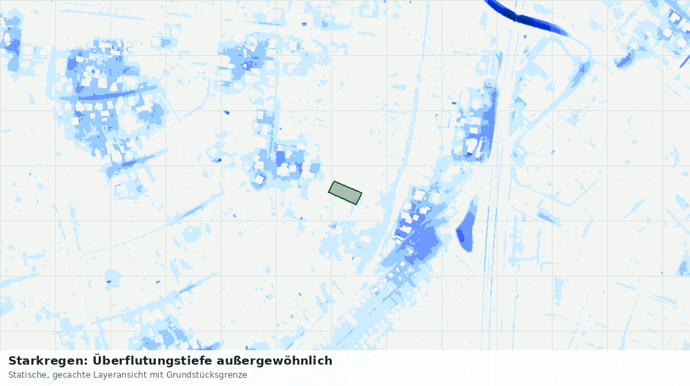 Statische Kartenansicht: Starkregen: Überflutungstiefe außergewöhnlich