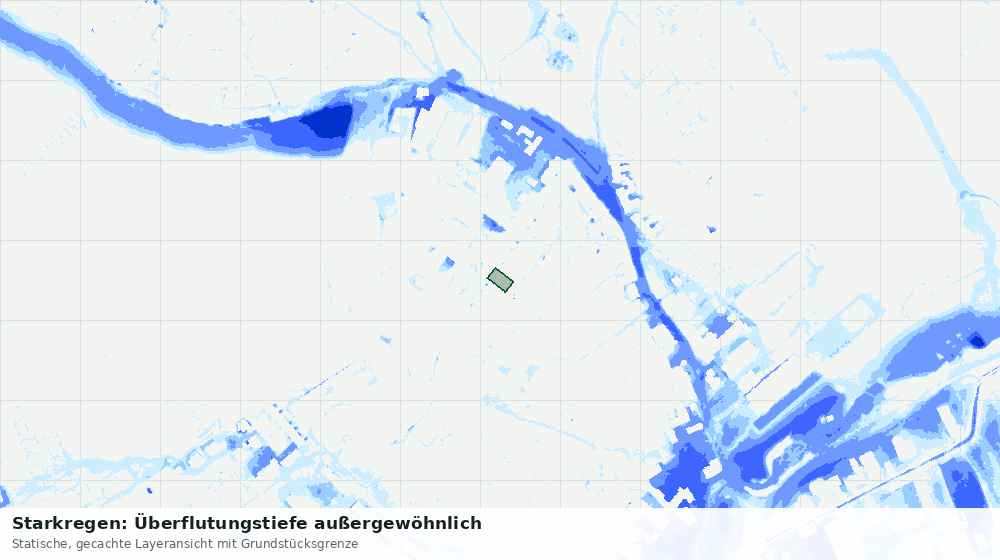 Statische Kartenansicht: Starkregen: Überflutungstiefe außergewöhnlich
