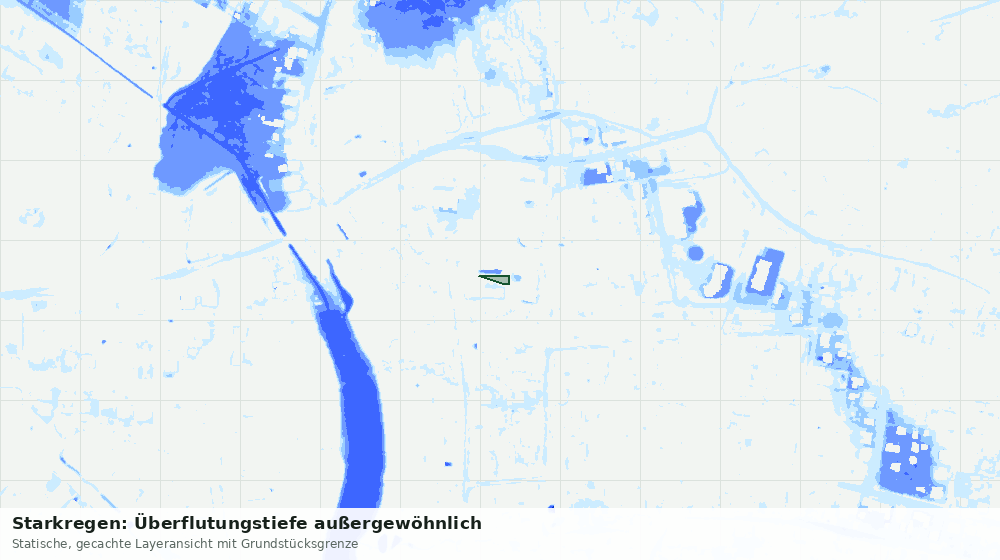 Statische Kartenansicht: Starkregen: Überflutungstiefe außergewöhnlich