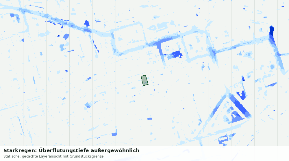 Statische Kartenansicht: Starkregen: Überflutungstiefe außergewöhnlich