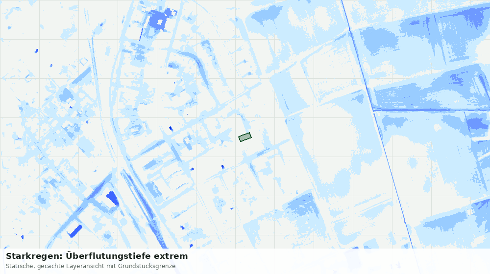 Statische Kartenansicht: Starkregen: Überflutungstiefe extrem
