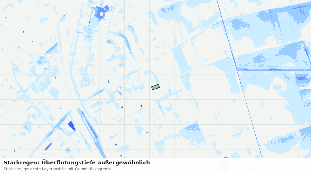 Statische Kartenansicht: Starkregen: Überflutungstiefe außergewöhnlich