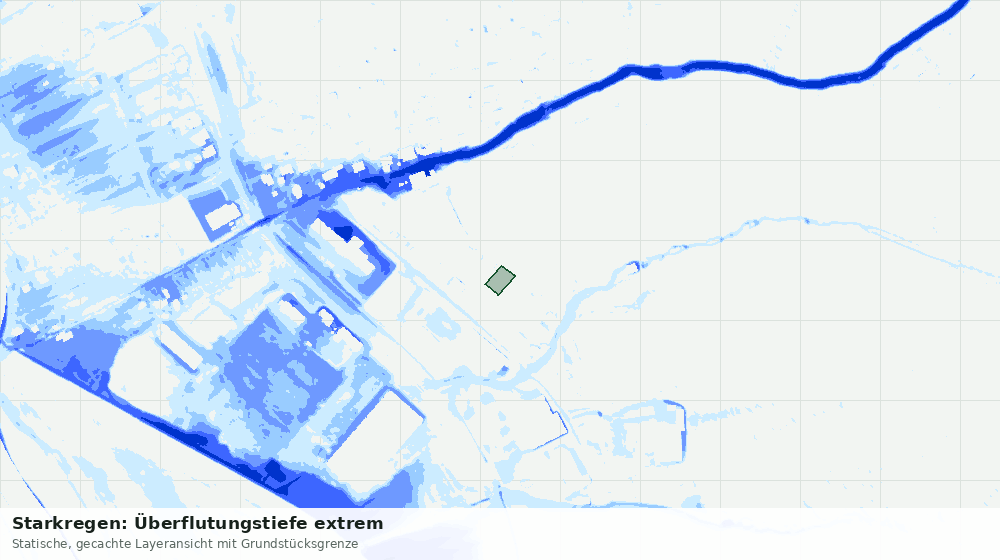 Statische Kartenansicht: Starkregen: Überflutungstiefe extrem