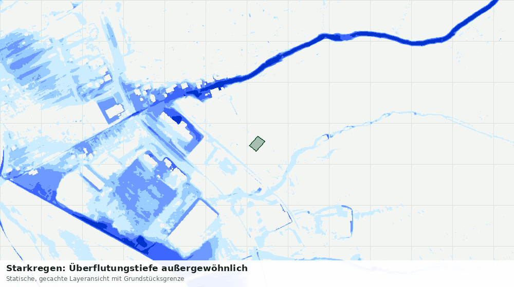 Statische Kartenansicht: Starkregen: Überflutungstiefe außergewöhnlich