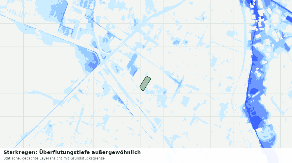 Statische Kartenansicht: Starkregen: Überflutungstiefe außergewöhnlich