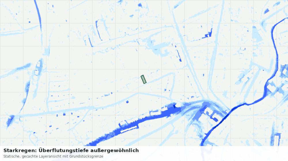 Statische Kartenansicht: Starkregen: Überflutungstiefe außergewöhnlich