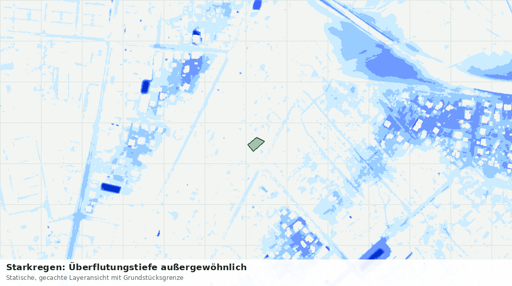 Statische Kartenansicht: Starkregen: Überflutungstiefe außergewöhnlich