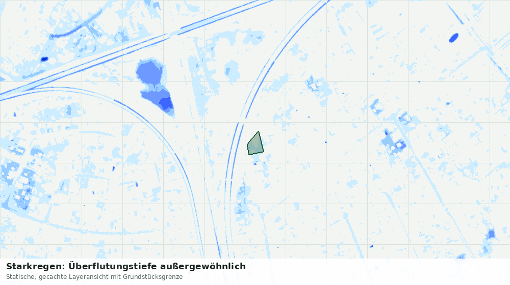 Statische Kartenansicht: Starkregen: Überflutungstiefe außergewöhnlich