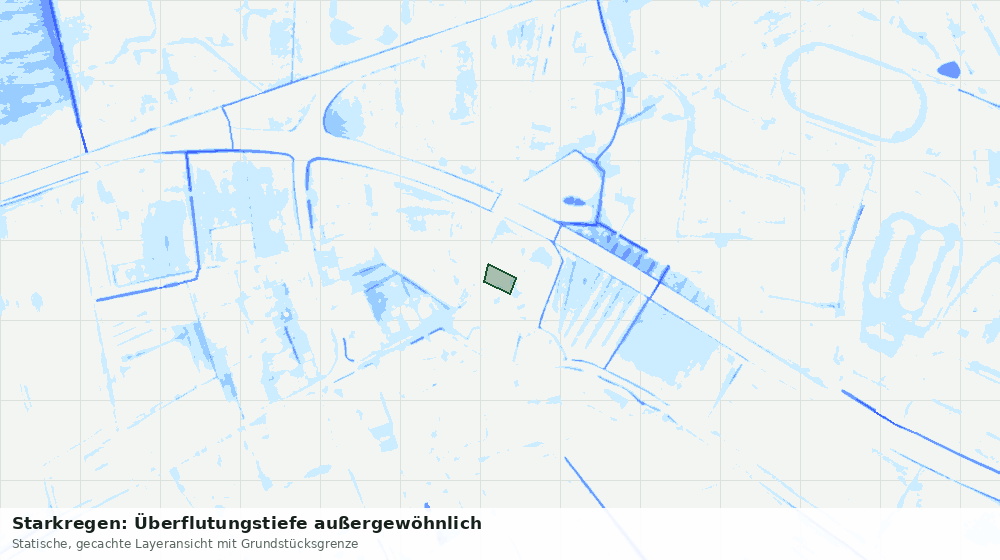 Statische Kartenansicht: Starkregen: Überflutungstiefe außergewöhnlich