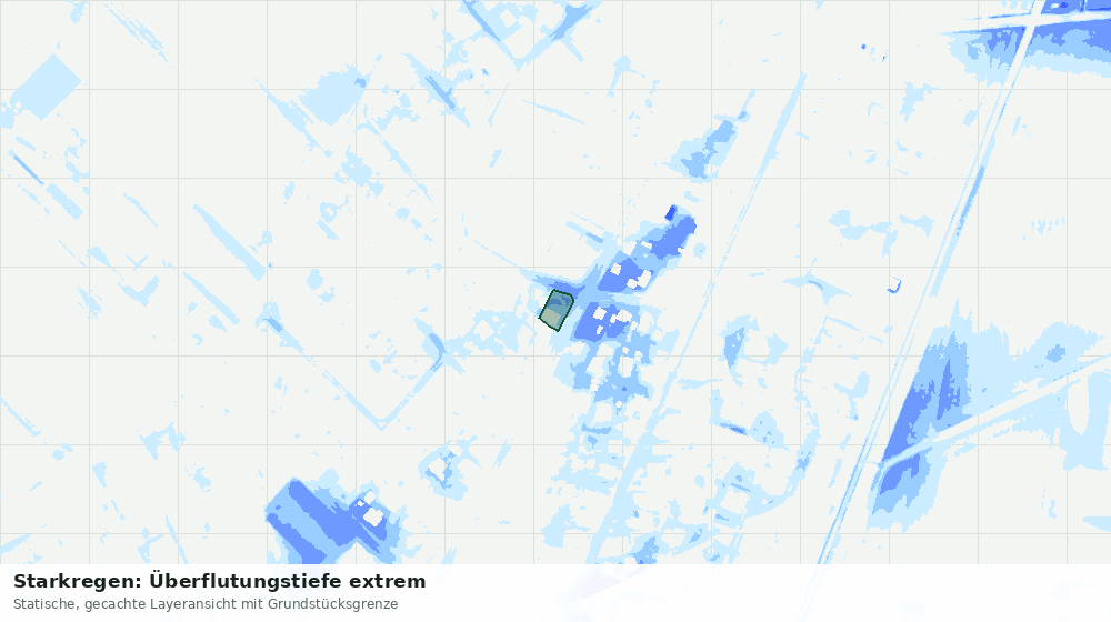 Statische Kartenansicht: Starkregen: Überflutungstiefe extrem