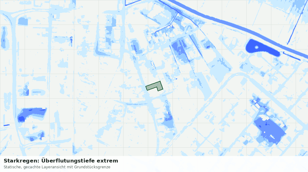 Statische Kartenansicht: Starkregen: Überflutungstiefe extrem