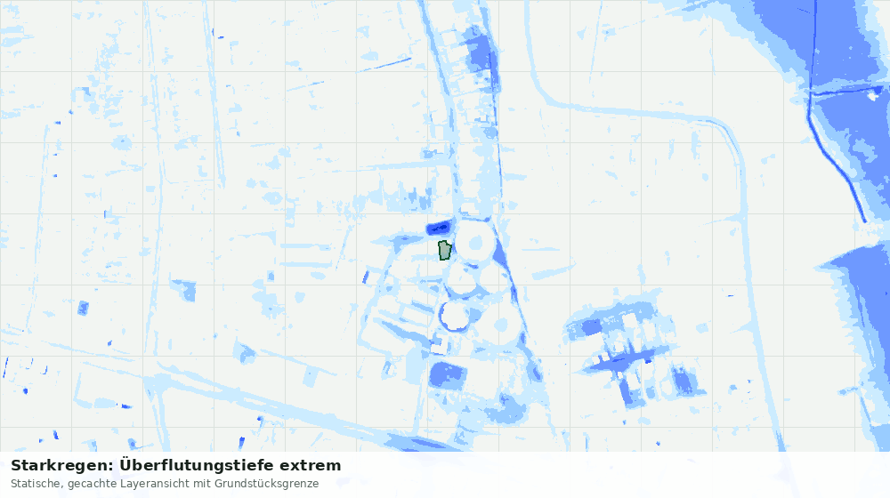 Statische Kartenansicht: Starkregen: Überflutungstiefe extrem