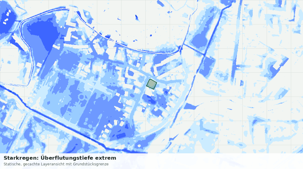Statische Kartenansicht: Starkregen: Überflutungstiefe extrem