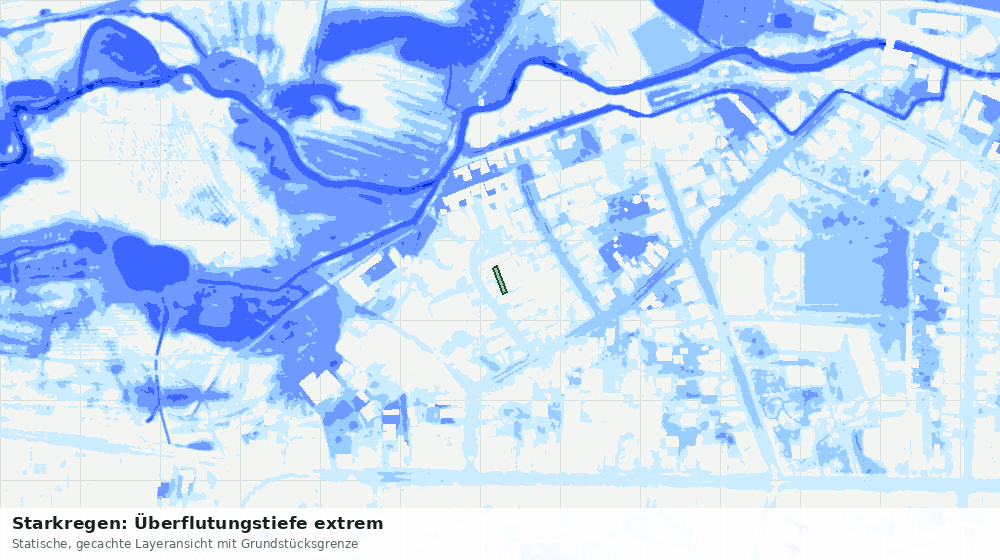 Statische Kartenansicht: Starkregen: Überflutungstiefe extrem