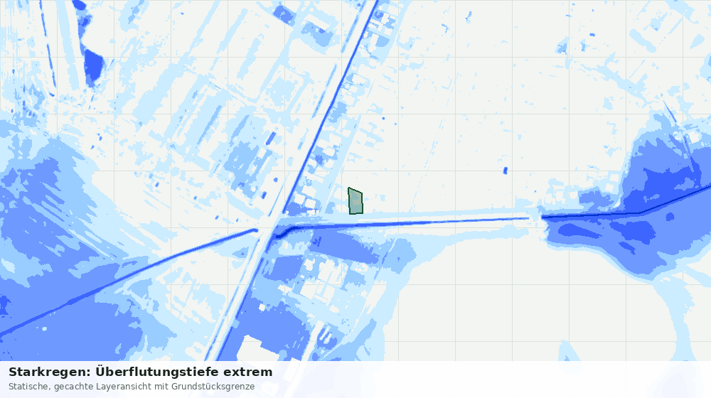 Statische Kartenansicht: Starkregen: Überflutungstiefe extrem