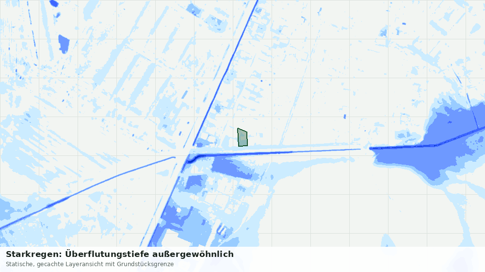 Statische Kartenansicht: Starkregen: Überflutungstiefe außergewöhnlich